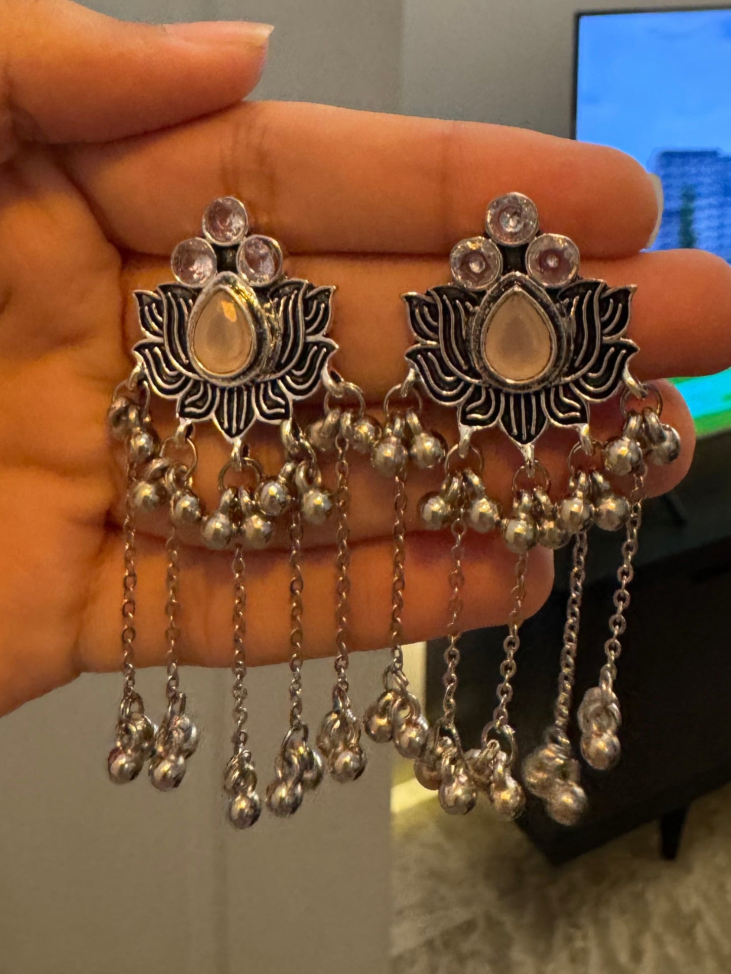 Peach oxidized jhumki💗
