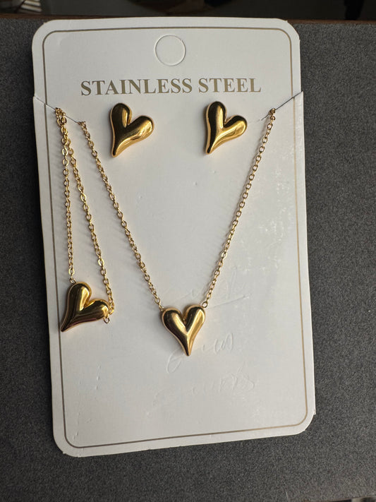 Heart set❤️ (necklace, bracelet,studs)