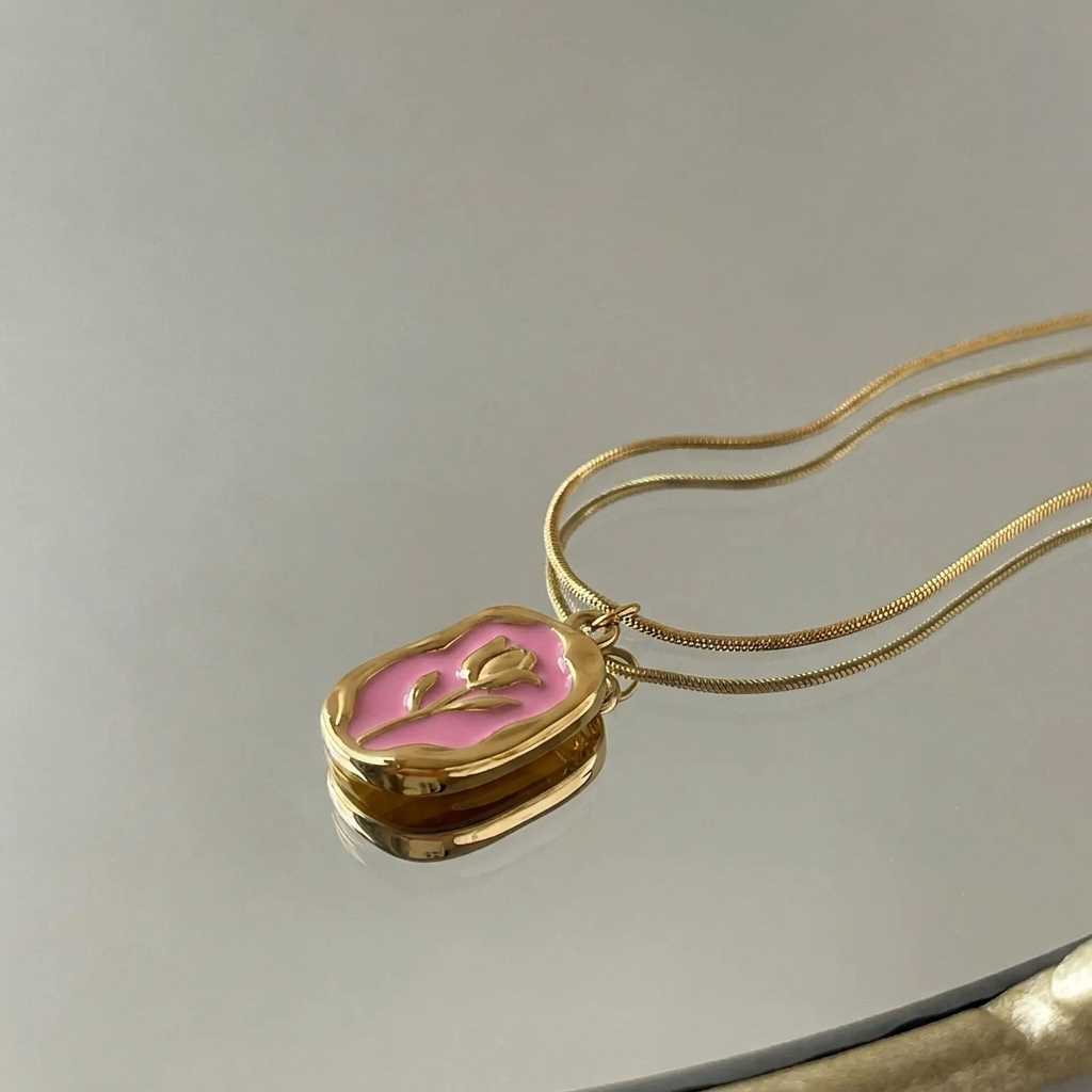 Pink Tulip Necklace